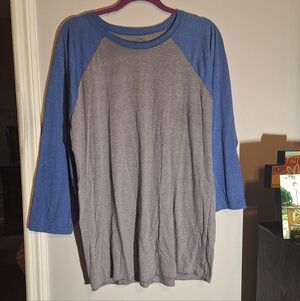 Hobby Lobby Blue and Gray Adult Raglan Baseball Shirt Blank
